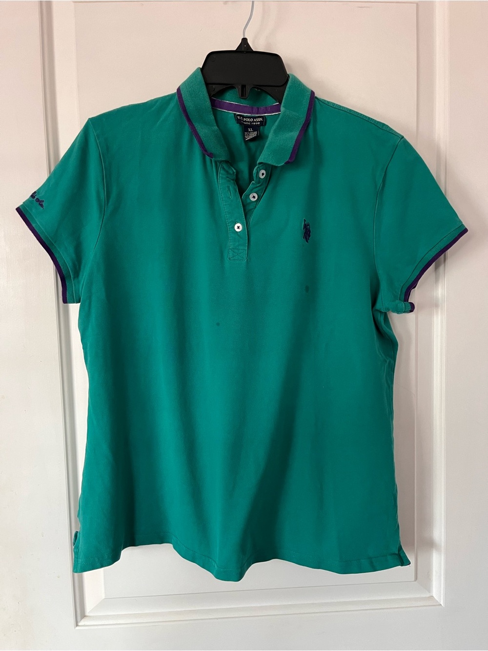 U.S. Polo Assn. Teal Polo Shirt with Purple Trim
